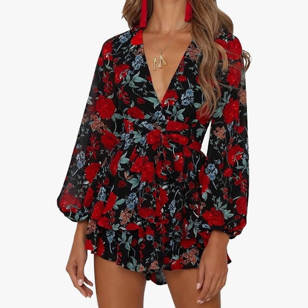 Floral Long Sleeve Romper